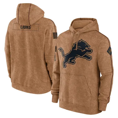 Men's Nike Detroit Lions 2023 Salute to Service Club Pullover Hoodie - Brown
